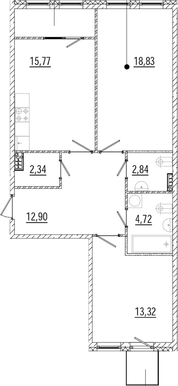 2-комнатная квартира 73.2 м², 6/9 эт., ЖК «Мануфактура James Beck»